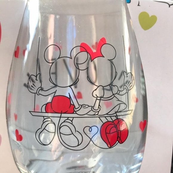 Disney Stemless Wine Glass Mickey & Minnie Set of 2 NEW - Picture 3 of 5